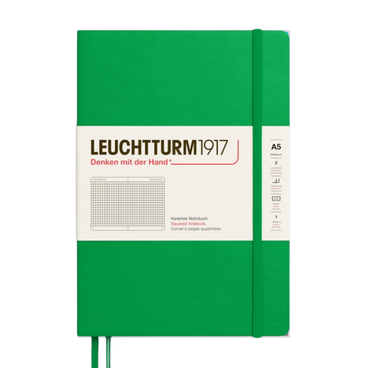 Leuchtturm1917 A5 Medium Hardcover Notebook in Squared / Spring Leaf — Leuchtturm1917 notebook — quality writing journal with premium paper, at Cityluxe Singapore stationery store