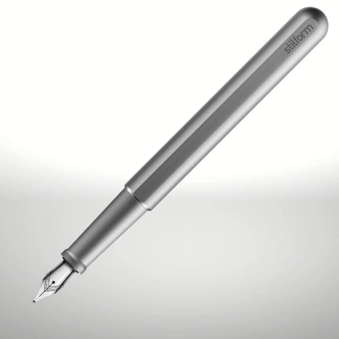 Stilform INK Comet Grey Aluminium Fountain Pen — nib close-up