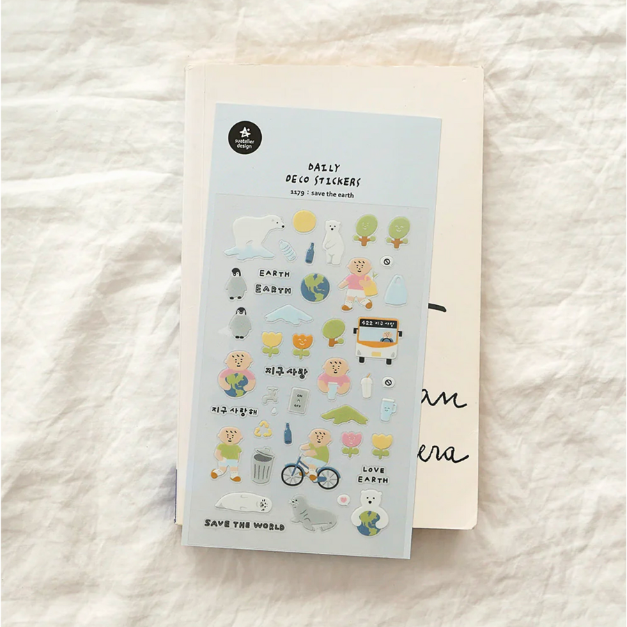 Suatelier Daily Deco Sticker in Save the Earth — Suatelier decorative sticker — for journaling, planners and scrapbooking, at Cityluxe Singapore
