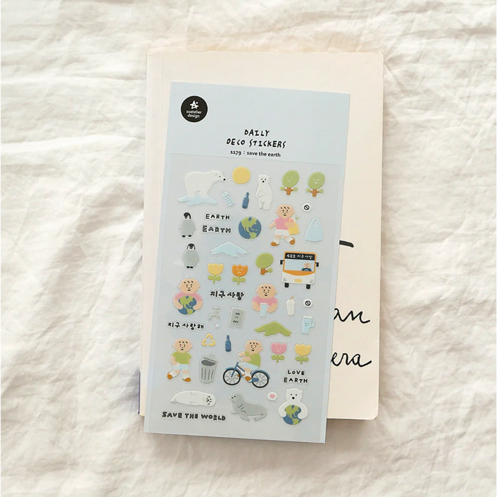 Suatelier Daily Deco Sticker in Save the Earth — Suatelier decorative sticker — for journaling, planners and scrapbooking, at Cityluxe Singapore