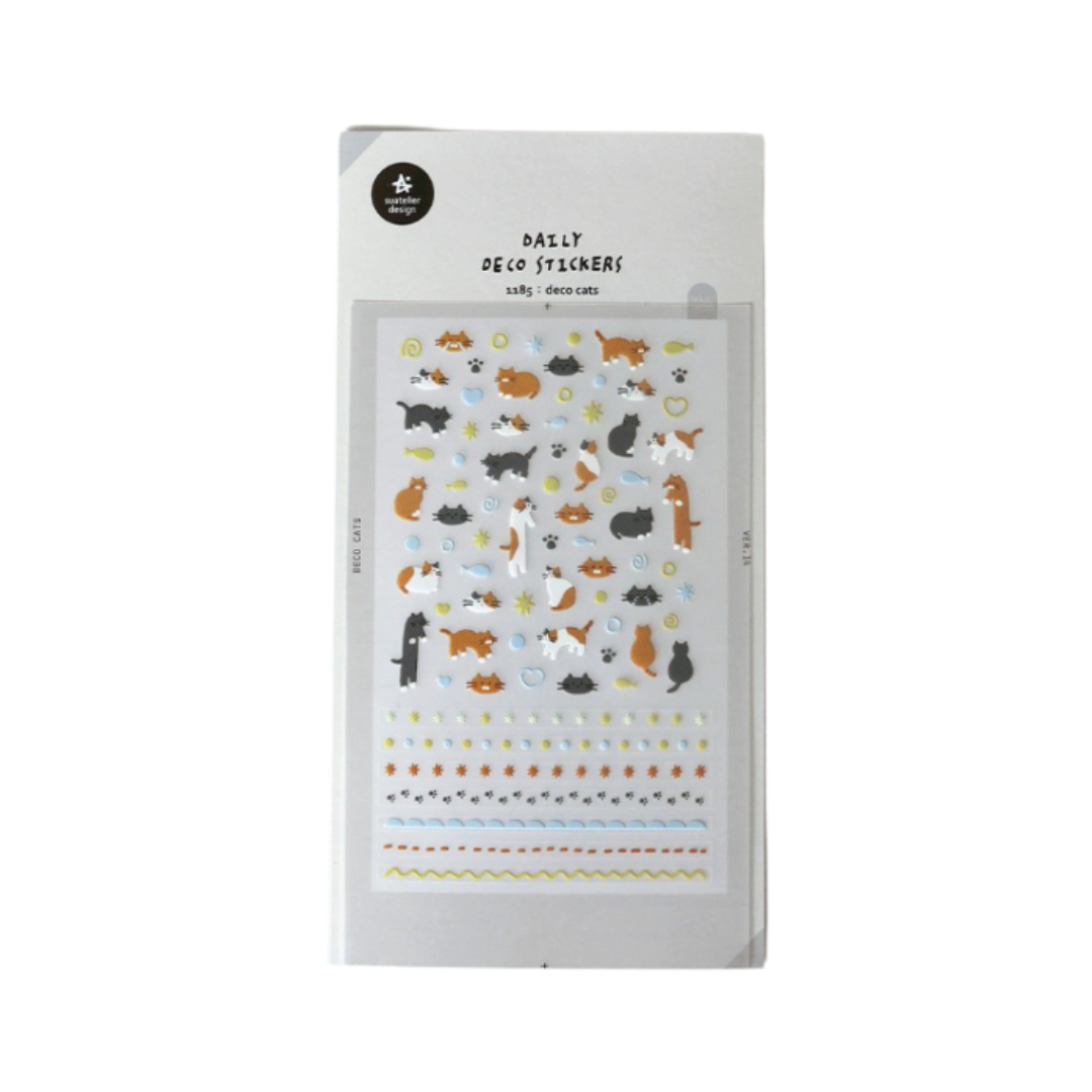 Suatelier Daily Deco Sticker in Deco Cats — Suatelier decorative sticker — for journaling, planners and scrapbooking, at Cityluxe Singapore