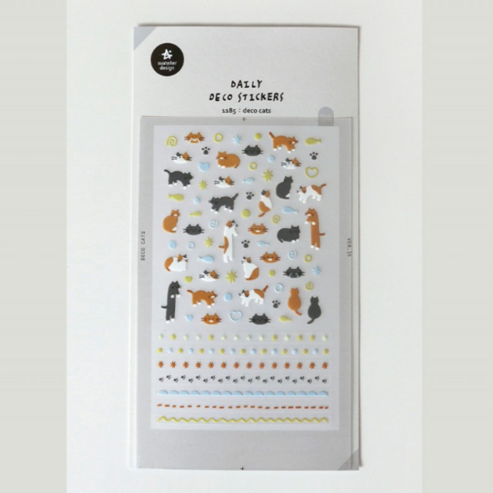 Suatelier Daily Deco Sticker in Deco Cats — Suatelier decorative sticker — for journaling, planners and scrapbooking, at Cityluxe Singapore