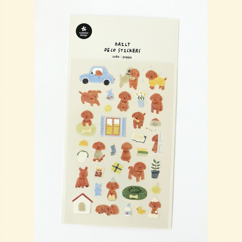 Suatelier Daily Deco Sticker in Puppy — Suatelier decorative sticker — for journaling, planners and scrapbooking, at Cityluxe Singapore