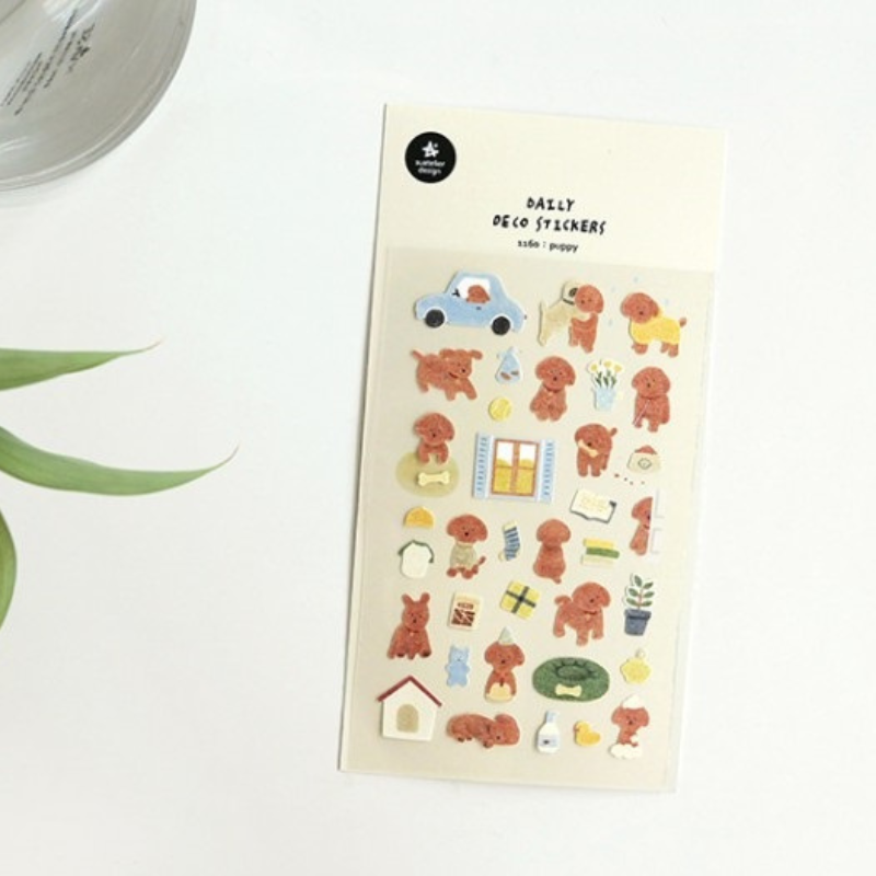 Suatelier Daily Deco Sticker in Puppy — Suatelier decorative sticker — for journaling, planners and scrapbooking, at Cityluxe Singapore