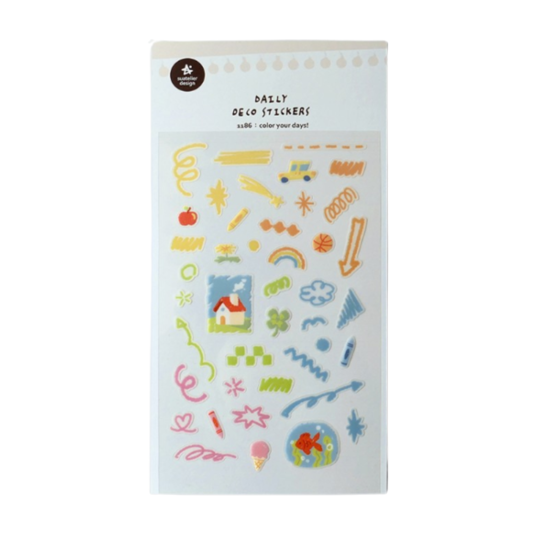 Suatelier Daily Deco Sticker in color your days! — Suatelier decorative sticker — for journaling, planners and scrapbooking, at Cityluxe Singapore