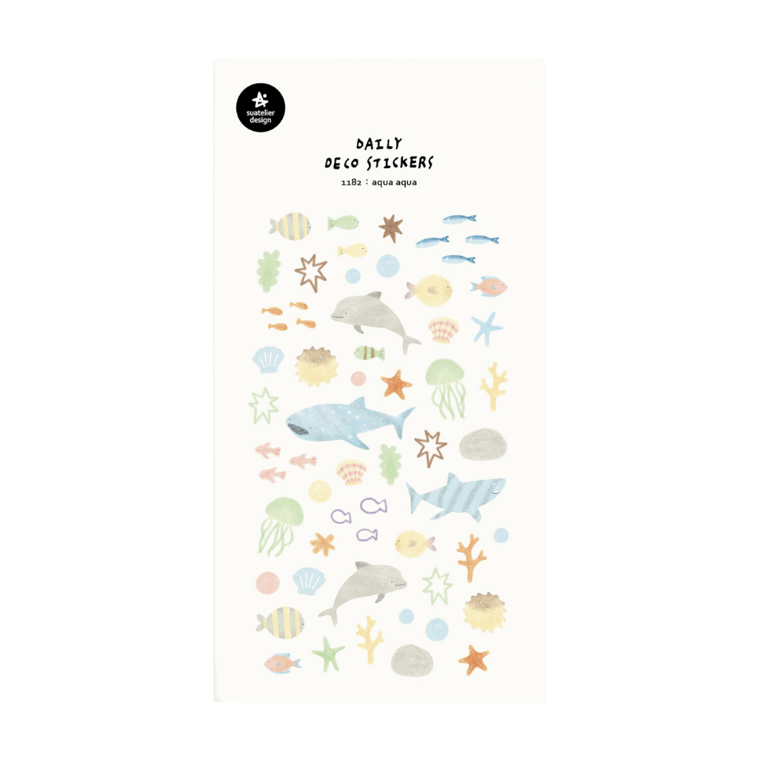 Suatelier Daily Deco Stickers in aqua aqua — Suatelier decorative sticker — for journaling, planners and scrapbooking, at Cityluxe Singapore