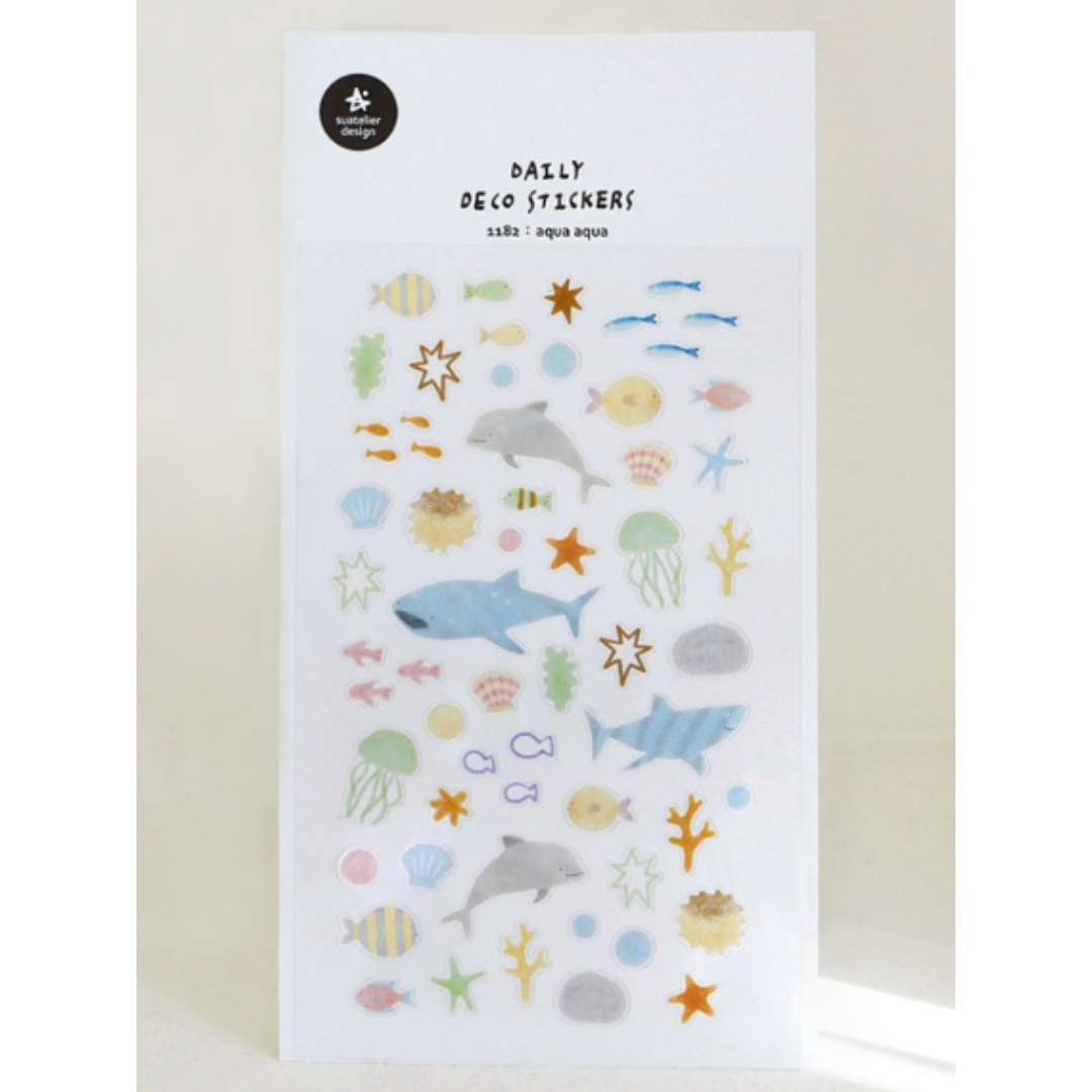 Suatelier Daily Deco Stickers in aqua aqua — Suatelier decorative sticker — for journaling, planners and scrapbooking, at Cityluxe Singapore