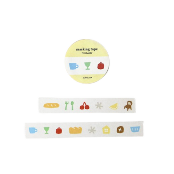 Suatelier Masking Tape in Illust.07 — Suatelier washi tape — decorative Japanese paper tape for journaling and craft, at Cityluxe Singapore