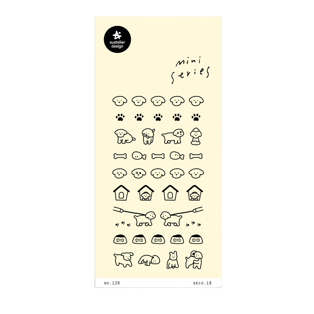 Suatelier Mini Series Sticker in Deco.18 (Dogs.02) — Suatelier decorative sticker — for journaling, planners and scrapbooking, at Cityluxe Singapore