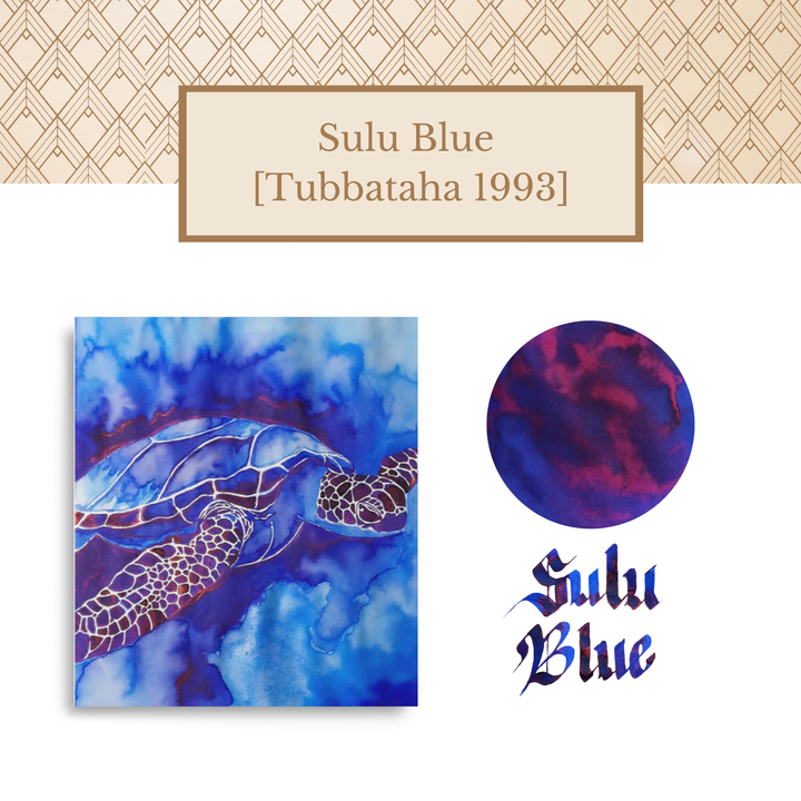 Vinta Inks 30ml Ink Bottle Sulu Blue (Tubbataha 1993) — Vinta Inks fountain pen ink — premium bottled ink for writing, at Cityluxe Singapore