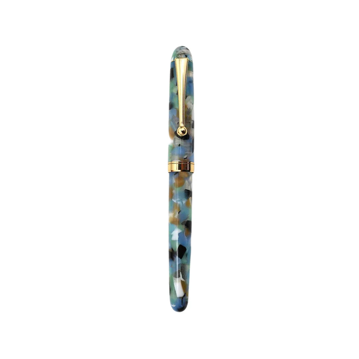Onishi Hand Made Fountain Pen-Standard Schmidt Steel - Summer Creek — uncapped with cap posted