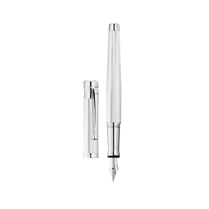 Waldmann Tango Grain Fountain Pen in Silver Medium Steel Nib — Waldmann fountain pen — precision nib writing instrument, at Cityluxe Singapore stationery store