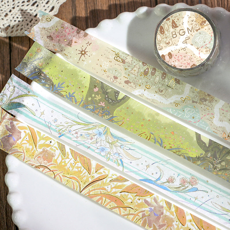 BGM Foil Stamping Masking Tape: Mysterious Journey in To the Forest — BGM masking tape — decorative paper tape for journaling and scrapbooking, at Cityluxe Singapore