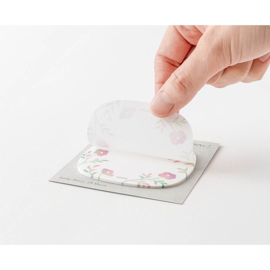 Midori Sticky Notes in Transparency Flower Pink — Midori sticky note — premium stationery and lifestyle, at Cityluxe Singapore