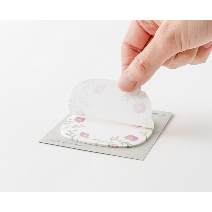 Midori Sticky Notes in Transparency Flower Pink — Midori sticky note — premium stationery and lifestyle, at Cityluxe Singapore