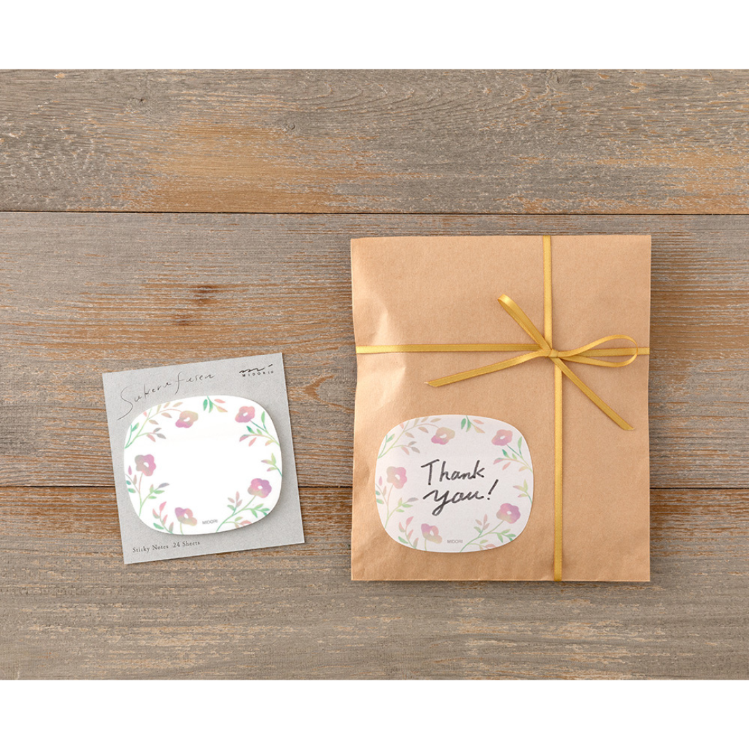 Midori Sticky Notes in Transparency Flower Pink — Midori sticky note — premium stationery and lifestyle, at Cityluxe Singapore