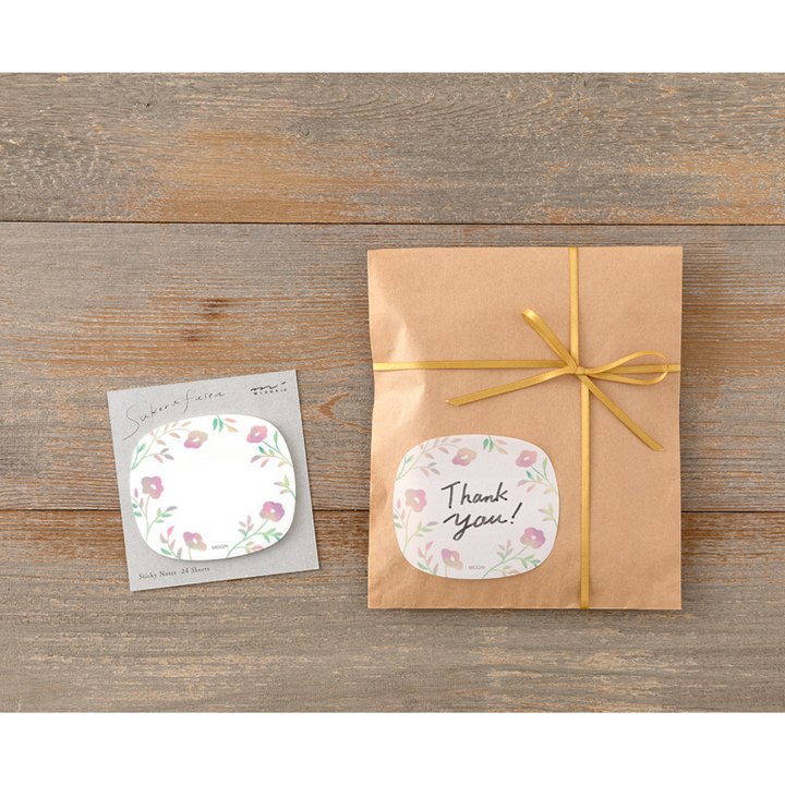 Midori Sticky Notes in Transparency Flower Pink — Midori sticky note — premium stationery and lifestyle, at Cityluxe Singapore