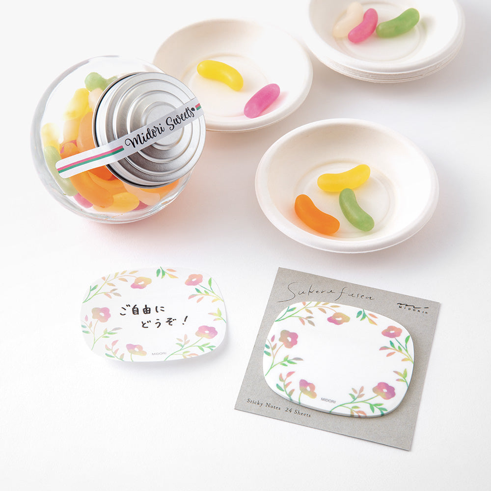 Midori Sticky Notes in Transparency Flower Pink — Midori sticky note — premium stationery and lifestyle, at Cityluxe Singapore