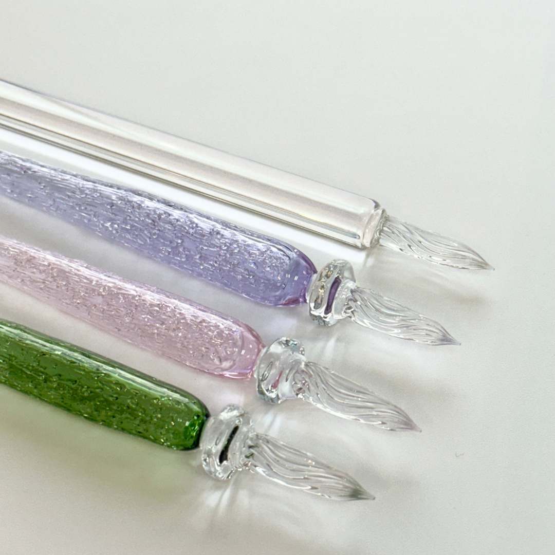 Matsubokkuri Tsubutsubu Glass Fountain Pen in Clear Blue — Matsubokkuri fountain pen — precision nib writing instrument, at Cityluxe Singapore stationery store