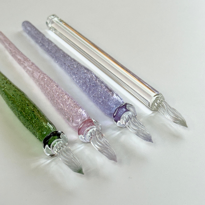 Matsubokkuri Tsubutsubu Glass Fountain Pen in Clear Blue — Matsubokkuri fountain pen — precision nib writing instrument, at Cityluxe Singapore stationery store