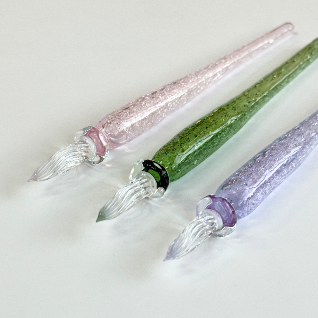 Matsubokkuri Tsubutsubu Glass Fountain Pen in Clear Blue — Matsubokkuri fountain pen — precision nib writing instrument, at Cityluxe Singapore stationery store
