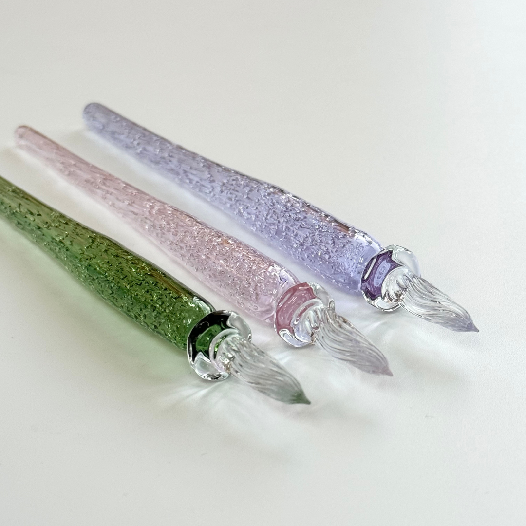 Matsubokkuri Tsubutsubu Glass Fountain Pen in Clear Blue — Matsubokkuri fountain pen — precision nib writing instrument, at Cityluxe Singapore stationery store