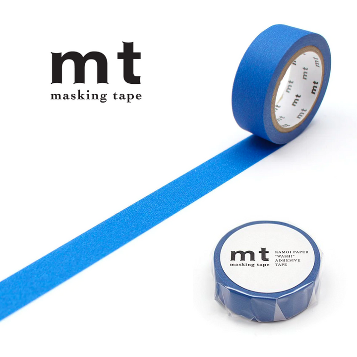 MT Basic Washi Tape in Matte Blue — MT Tape washi tape — decorative Japanese paper tape for journaling and craft, at Cityluxe Singapore