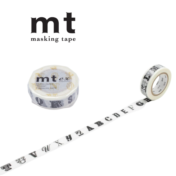 MT EX Washi Tape in Alphabet Black R — MT Tape washi tape — decorative Japanese paper tape for journaling and craft, at Cityluxe Singapore
