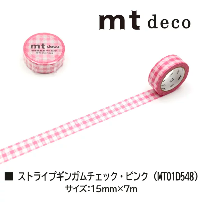 MT Deco Washi Tape - Stripe Pink Checkered