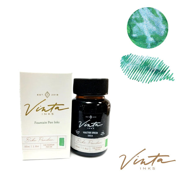 Load image into Gallery viewer, Vinta Inks Holiday Collection 30ml Bottled Ink - Yuletide Green (Buko Pandan 1854)
