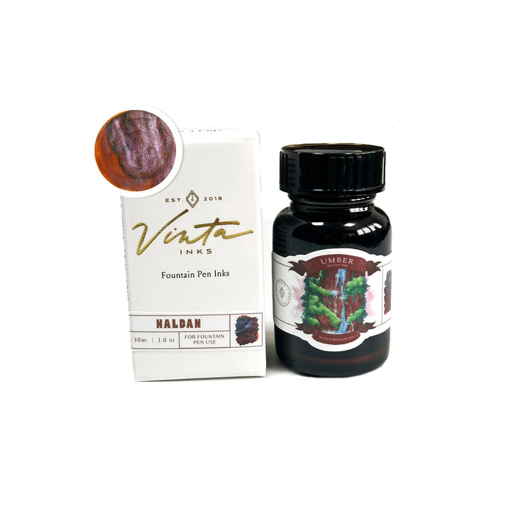 Vinta Inks 30ml Bottled Ink in Umber [Haldan 1986] — Vinta Inks fountain pen ink — premium bottled ink for writing, at Cityluxe Singapore