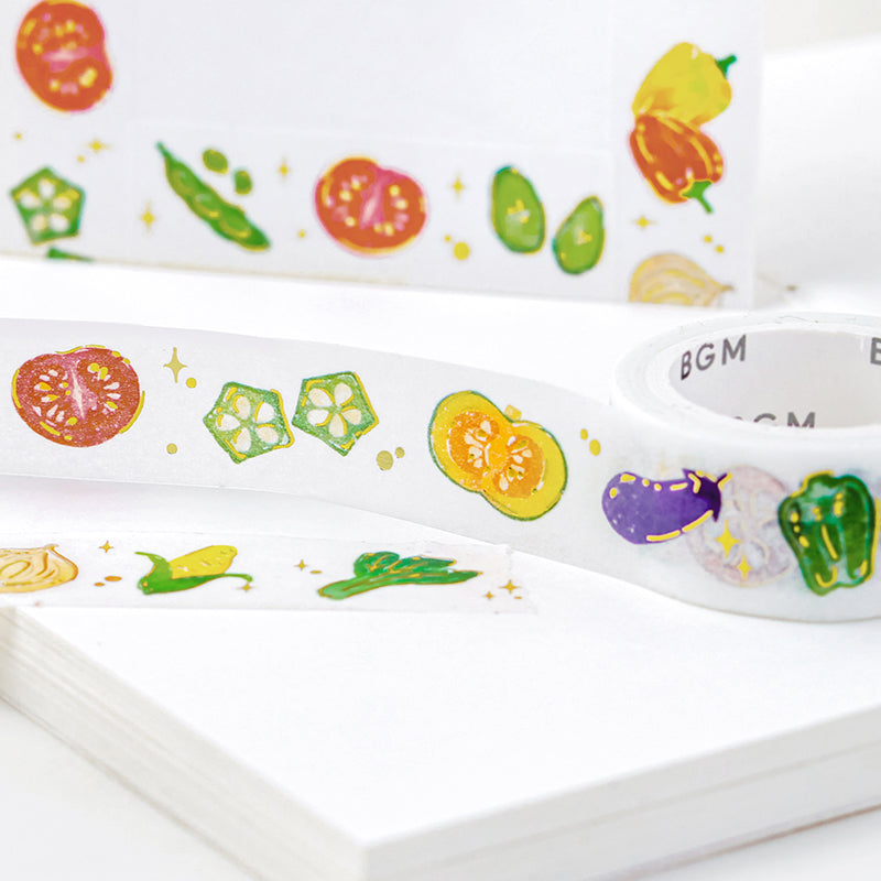BGM Foil Stamping Masking Tape: Life in Vegetables — BGM masking tape — decorative paper tape for journaling and scrapbooking, at Cityluxe Singapore