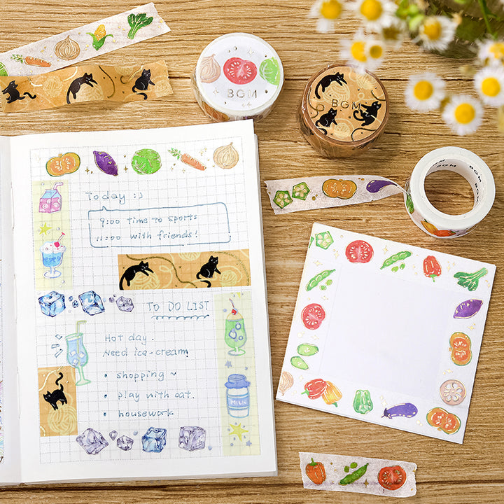 BGM Foil Stamping Masking Tape: Life in Vegetables — BGM masking tape — decorative paper tape for journaling and scrapbooking, at Cityluxe Singapore