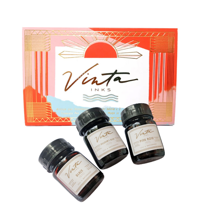 Vinta Inks Vintage Collection in Set of 3 — Vinta Inks fountain pen ink — premium bottled ink for writing, at Cityluxe Singapore