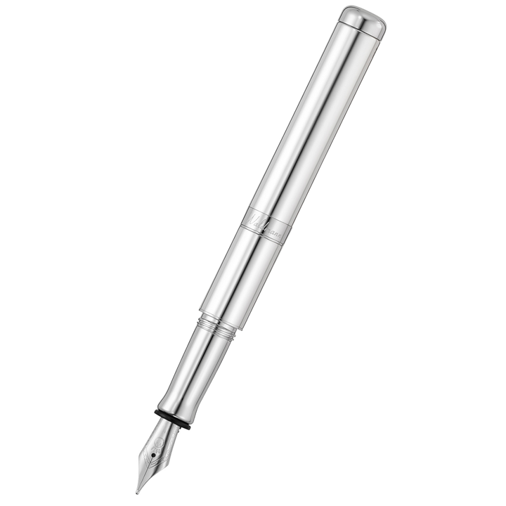Waldmann Voyager Fountain Pen in Silver Medium Steel Nib — Waldmann fountain pen — precision nib writing instrument, at Cityluxe Singapore stationery store