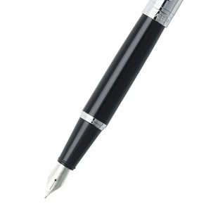 Sheaffer 300 E9314 Fountain Pen - Glossy Black Barrel and Chrome Cap with Chrome Plated Trims