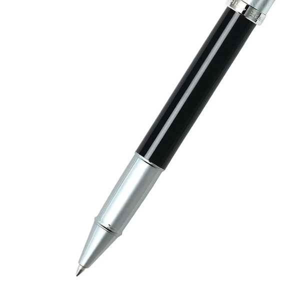 Load image into Gallery viewer, Sheaffer 100 E9313 Rollerball Pen - Glossy Black and Brushed Chrome Barrel with Chrome Plated Cap and Trims
