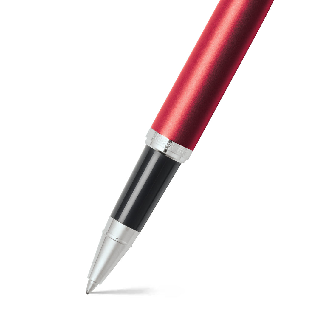 Sheaffer VFM E9403 Excessive Red With Chrome Trims Rollerball Pen (WW31) — Sheaffer rollerball pen — fluid gel ink writing instrument, at Cityluxe Singapore