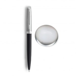 Waterman Hemisphere Gift Set Essential Matt CT Ballpoint Pen With Crystal Dome - Stainless Black