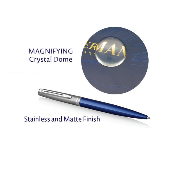 이미지를 갤러리 뷰어에 로드 , Waterman Hemisphere Gift Set Essential Matt CT Ballpoint Pen With Crystal Dome - Stainless Blue
