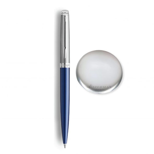 이미지를 갤러리 뷰어에 로드 , Waterman Hemisphere Gift Set Essential Matt CT Ballpoint Pen With Crystal Dome - Stainless Blue
