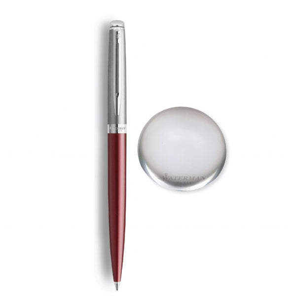 将图片加载到图库查看器，Waterman Hemisphere Gift Set Essential Matt CT Ballpoint Pen With Crystal Dome - Stainless Red
