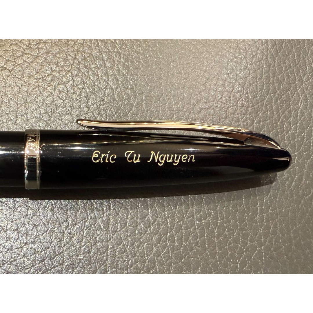 Waterman Carene Laque Black ST Ballpoint Pen — writing at an angle