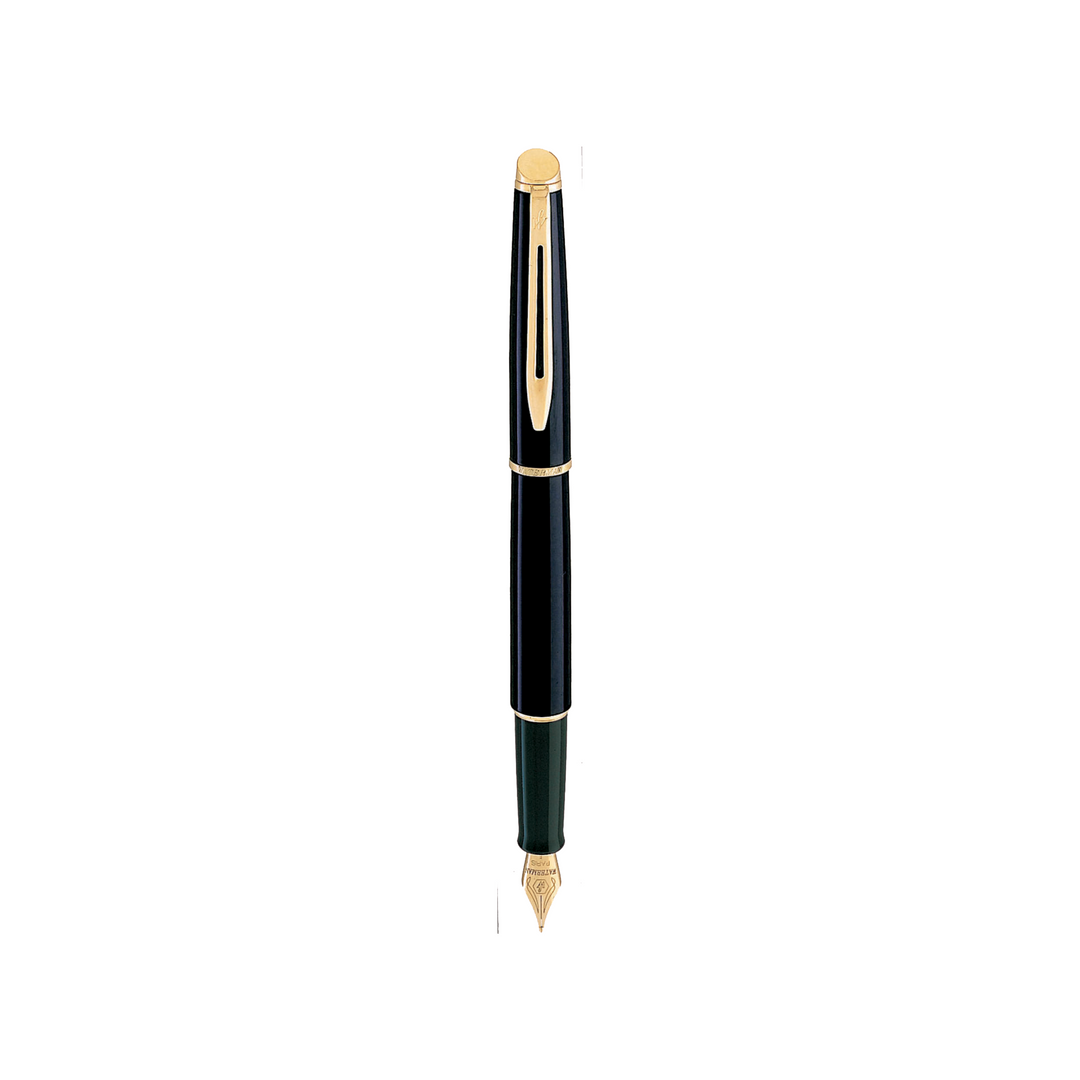 Waterman Hemisphere Lacquer 2 Plain Black GT Fountain Pen - Fine