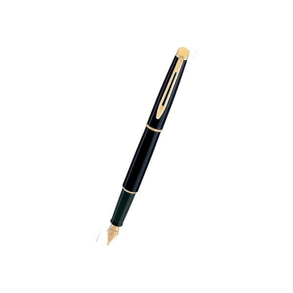 Waterman Hemisphere Lacquer 2 Plain Black GT Fountain Pen in Fine — Waterman fountain pen — precision nib writing instrument, at Cityluxe Singapore stationery store