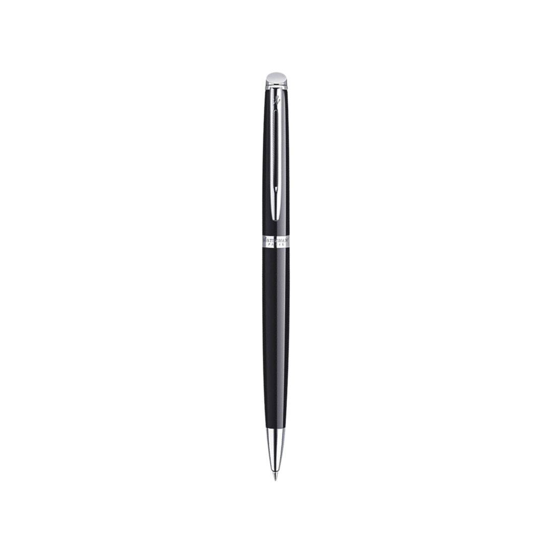 Waterman Hemisphere Laque Black CT Ballpoint Pen — uncapped with cap posted
