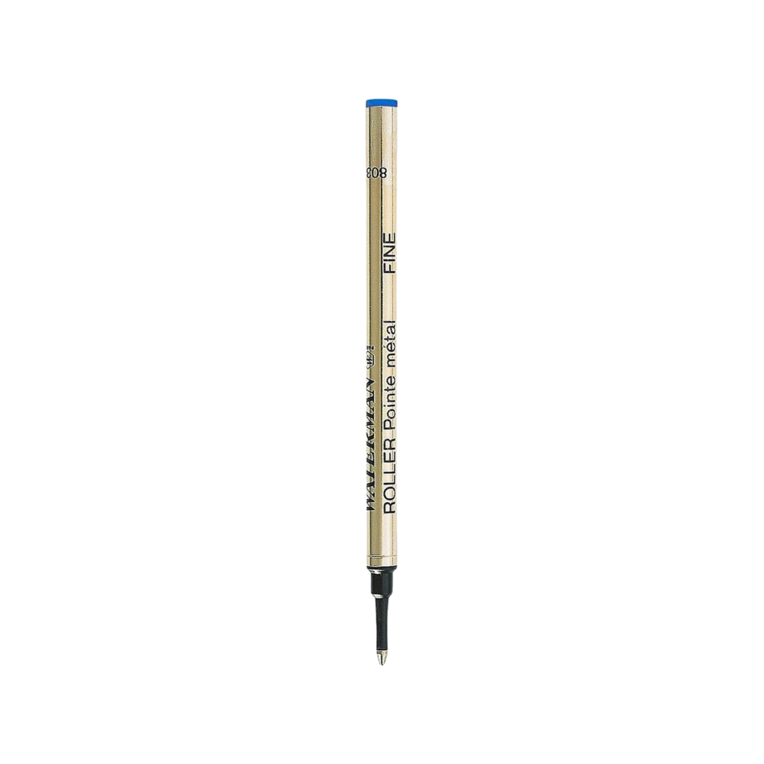 Waterman Rollerball Refill Fine Blue — uncapped with cap posted