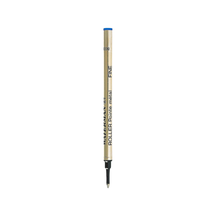Waterman Rollerball Refill Fine Blue — uncapped with cap posted