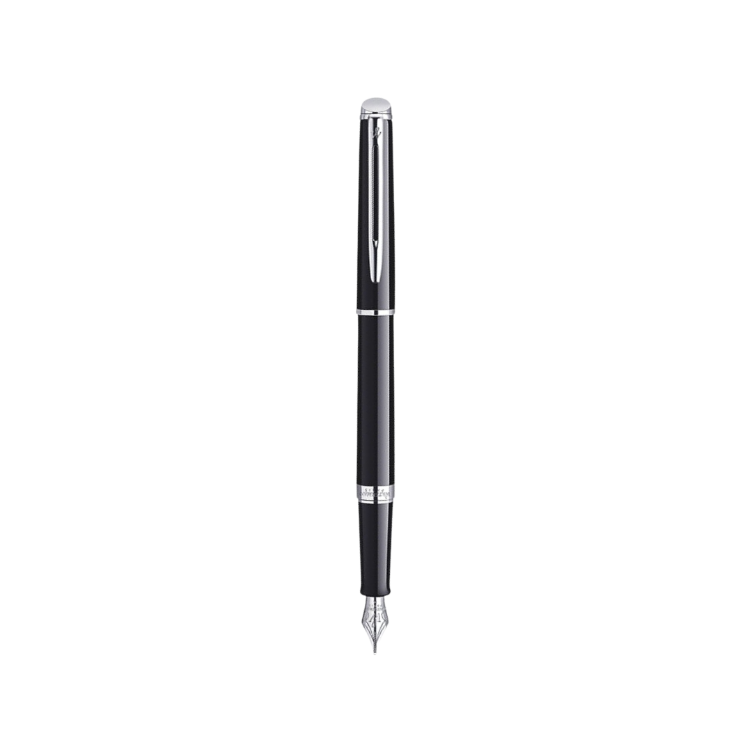 Waterman Hemisphere Laque Black CT Fountain Pen — uncapped with cap posted