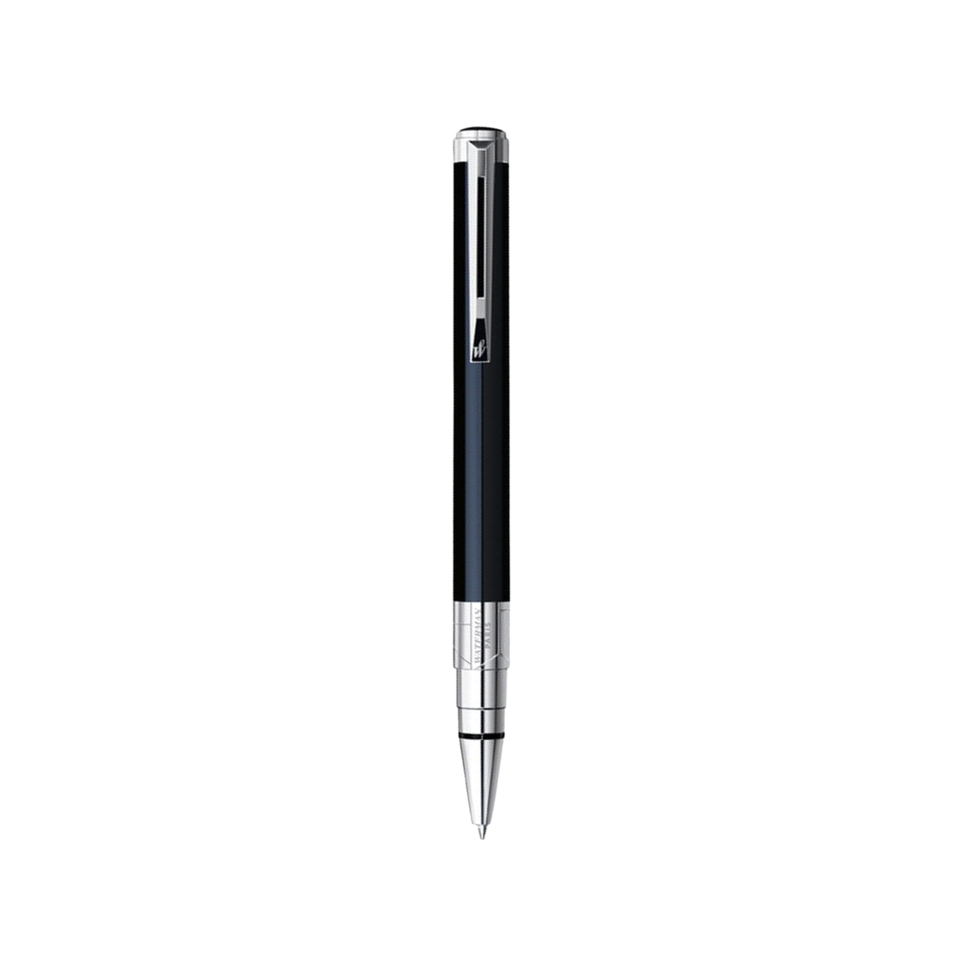 Waterman Perspective Laque Black CT Ballpoint Pen — uncapped with cap posted